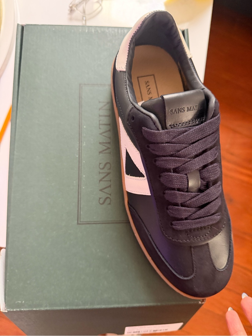 Navy and White women Leather Sneaker